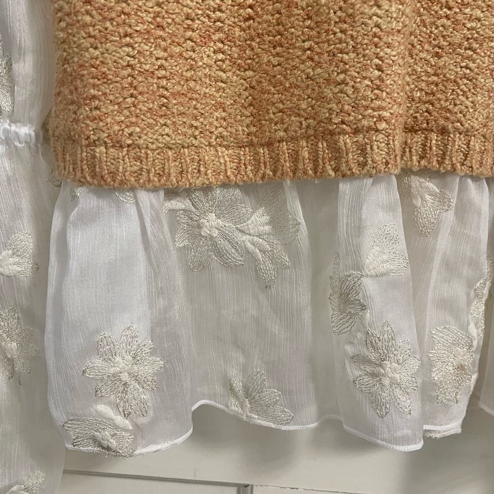Anthropologie Layered Sweater Vest and Blouse Size Medium Sheer Knit Bohemian - Picture 9 of 12